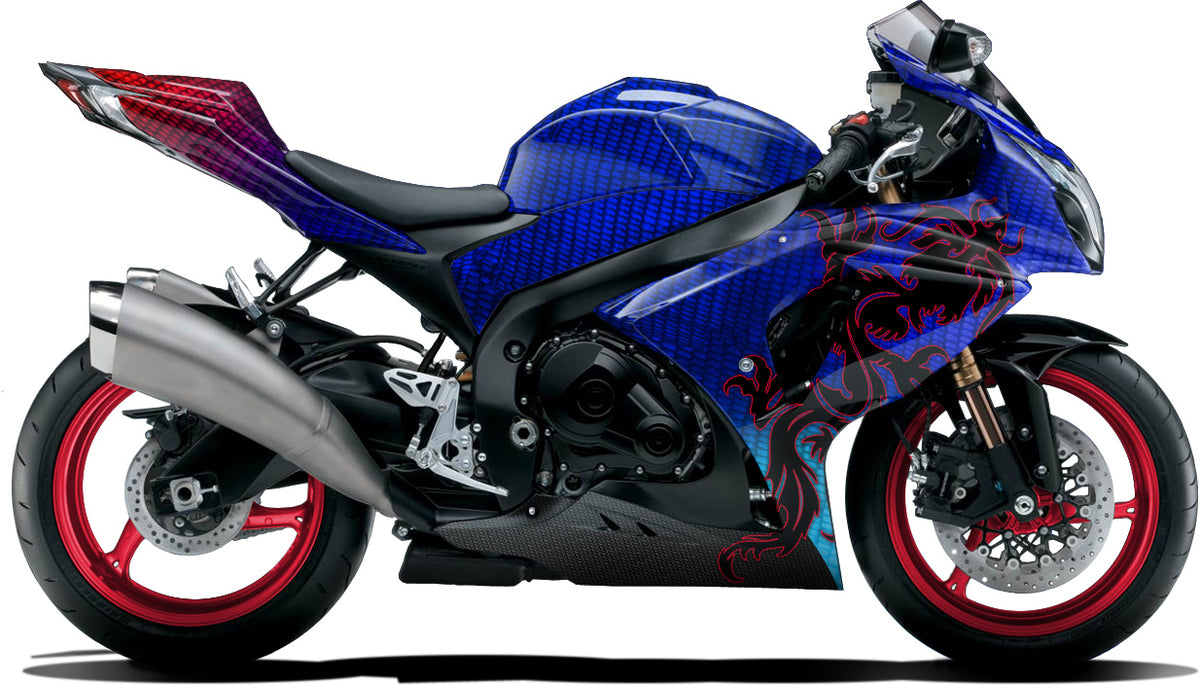 BIKESKINZ™ Motorcycle Vinyl Wrap Kit - Chiao Dragon (blue