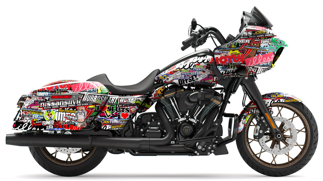BIKESKINZ™ Motorcycle Vinyl Wrap Kit Sticker Bomb theme (for