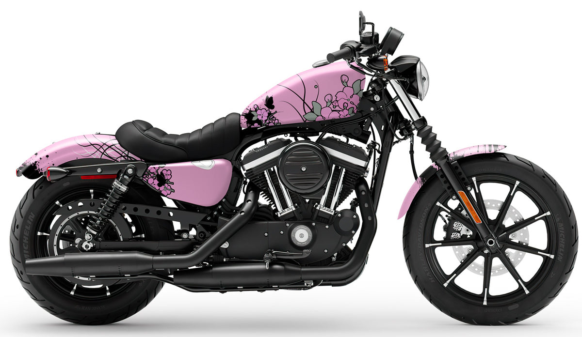 BIKESKINZ™ Motorcycle Vinyl Wrap Kit - Cherry Blossom Theme (for