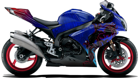 BIKESKINZ™ Motorcycle Vinyl Wrap Kit - Chiao Dragon (blue) Theme