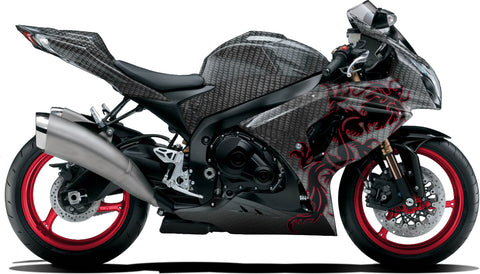 BIKESKINZ™ Motorcycle Vinyl Wrap Kit - Chiao Dragon (Grey) Theme