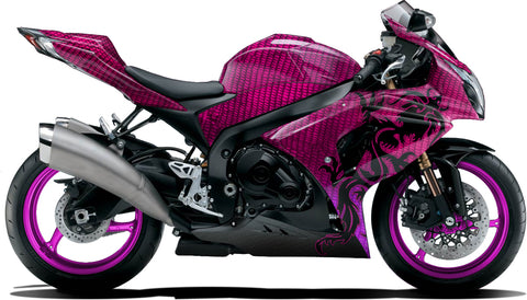 BIKESKINZ™ Motorcycle Vinyl Wrap Kit - Chiao Dragon (pink) Theme