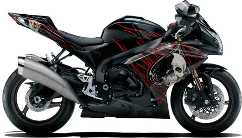 BIKESKINZ™ Motorcycle Vinyl Wrap Kit - Dead Man's Hand (RED) Theme