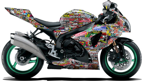 BIKESKINZ™ Motorcycle Vinyl Wrap Kit - Sticker Bomb theme