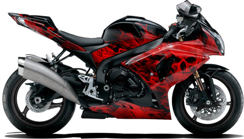 BIKESKINZ™ Motorcycle Vinyl Wrap Kit - Vapor Lock (Black & Red) theme