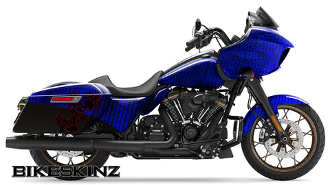 Chaio Dragon Blue Motorcycle Vinyl Wrap (for Cruisers)
